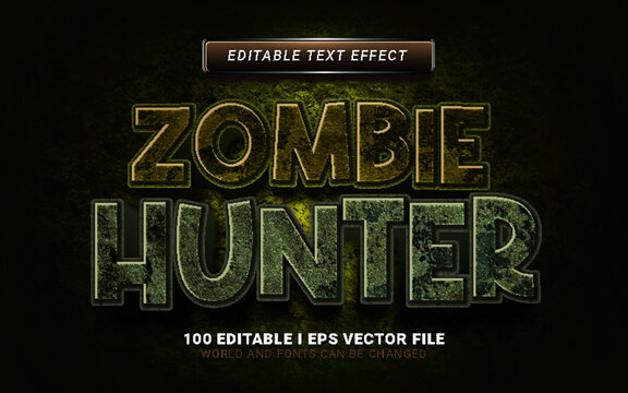 zombie hunter 3d style text effect for halloween event background