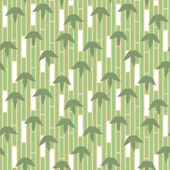 Japanese Bamboo Stripe Leaf Vector Seamless Pattern