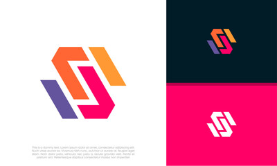 Initials S logo design. Initial Letter Logo. Innovative high tech logo template.