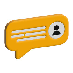 3d chat bubble. Texting bubble yellow.