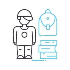 university student line icon, outline symbol, vector illustration, concept sign