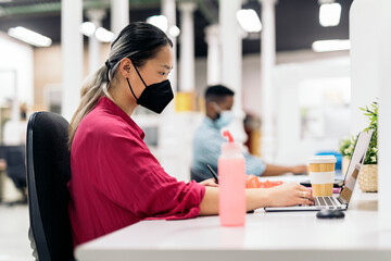 Office Worker with Face Mask