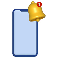 New notification in phone. Smartphone with bell icon. Reminder.