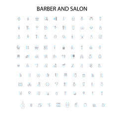 barber and salon icons, signs, outline symbols, concept linear illustration line collection
