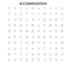 accommodation concept icons, signs, outline symbols, concept linear illustration line collection