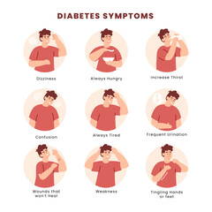 Diabetes prevention symptoms treatment and patients care pictorial medical information for healthy lifestyle flat infographic poster vector illustration