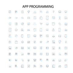 app programming icons, signs, outline symbols, concept linear illustration line collection