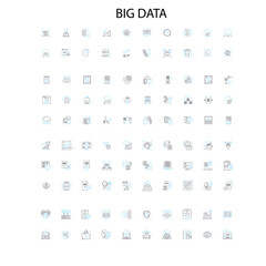 big data icons, signs, outline symbols, concept linear illustration line collection