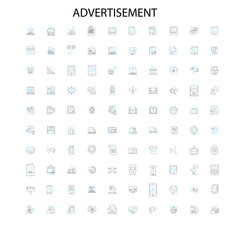 advertisement icons, signs, outline symbols, concept linear illustration line collection