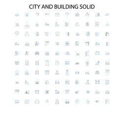 city and building solid icons, signs, outline symbols, concept linear illustration line collection