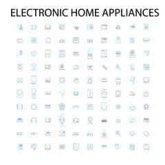 electronic and home appliances icons, signs, outline symbols, concept linear illustration line collection