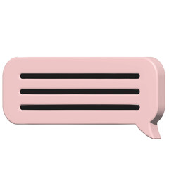 Chat bubble 3d. Pink speech bubble. Chat cloud.