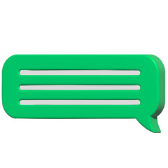 Green chat bubble 3d. Speech bubble 3d render. text cloud.