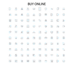 buy online icons, signs, outline symbols, concept linear illustration line collection