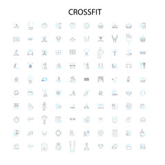 crossfit icons, signs, outline symbols, concept linear illustration line collection