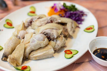 Steamed chicken chopped into pieces