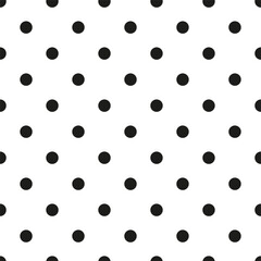 Seamless pattern in black polka dots on a white background