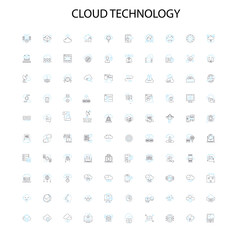 cloud technology icons, signs, outline symbols, concept linear illustration line collection