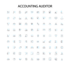 accounting auditor icons, signs, outline symbols, concept linear illustration line collection