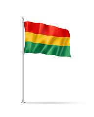 Bolivian flag isolated on white