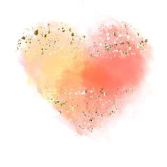 rose yellow gold watercolor heart
