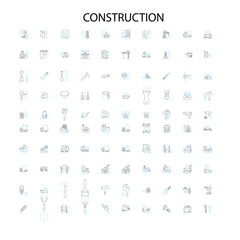 construction icons, signs, outline symbols, concept linear illustration line collection