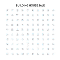 building house sale icons, signs, outline symbols, concept linear illustration line collection