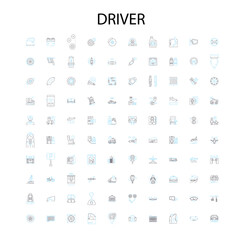 driver icons, signs, outline symbols, concept linear illustration line collection