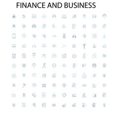 finance and business collection icons, signs, outline symbols, concept linear illustration line collection