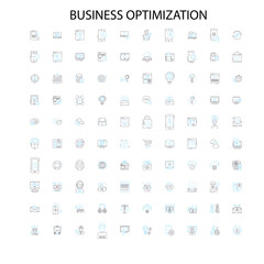 business optimization icons, signs, outline symbols, concept linear illustration line collection