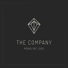 Naklejka premium Line Art Diamond Logo Vector Design. Abstract Monoline Diamond Emblem, Designs Concept. Geometry Diamond Outline Logo Icon Vector Template