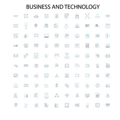business and technology icons, signs, outline symbols, concept linear illustration line collection