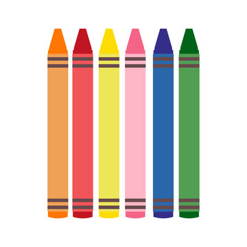 Crayons rainbow. Collection of beautiful wax crayons. Flat style isolated vector illustration