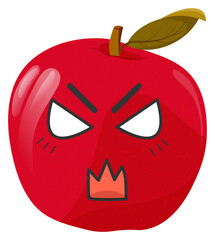 Sticker red apple with kawaii emotions. Flat illustration of an apple with emotions without background.