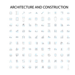 architecture and construction concept icons, signs, outline symbols, concept linear illustration line collection