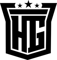 letter HG monogram shield logo - minimal logo initials HG