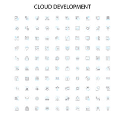 cloud development icons, signs, outline symbols, concept linear illustration line collection