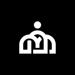 letter MN monogram crown - minimal logo initials NM