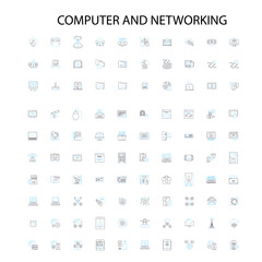 computer and networking icons, signs, outline symbols, concept linear illustration line collection