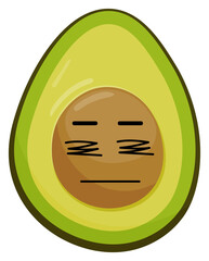 Stickers green avocado with kawaii emotions. Flat illustration of an avocado with emotions without background.
