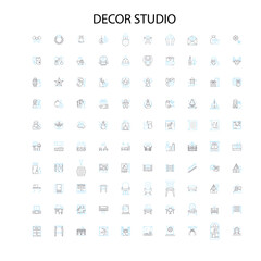 decor studio icons, signs, outline symbols, concept linear illustration line collection