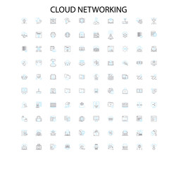 cloud networking icons, signs, outline symbols, concept linear illustration line collection