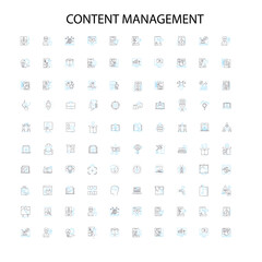 content management icons, signs, outline symbols, concept linear illustration line collection
