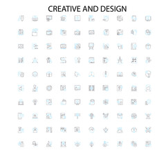 creative and design icons, signs, outline symbols, concept linear illustration line collection