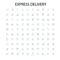 express delivery icons, signs, outline symbols, concept linear illustration line collection