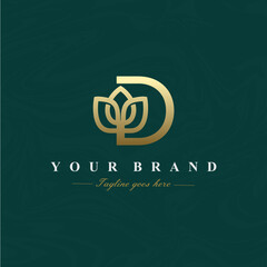Letter D Lotus Flower Logo Design - obrazy, fototapety, plakaty
