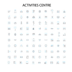 activities centre icons, signs, outline symbols, concept linear illustration line collection