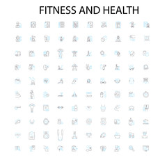 fitness and health icons, signs, outline symbols, concept linear illustration line collection