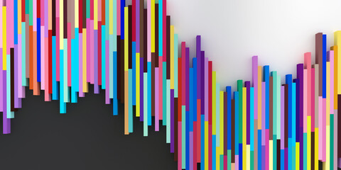 horizontal background of multi-colored volumetric figures.