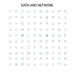 data and network icons, signs, outline symbols, concept linear illustration line collection